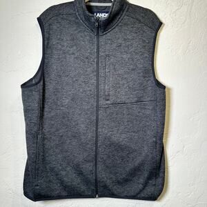 Lands' End Size XL Gray Vest Zip Up Phone Pocket Gorp Core Business Casual